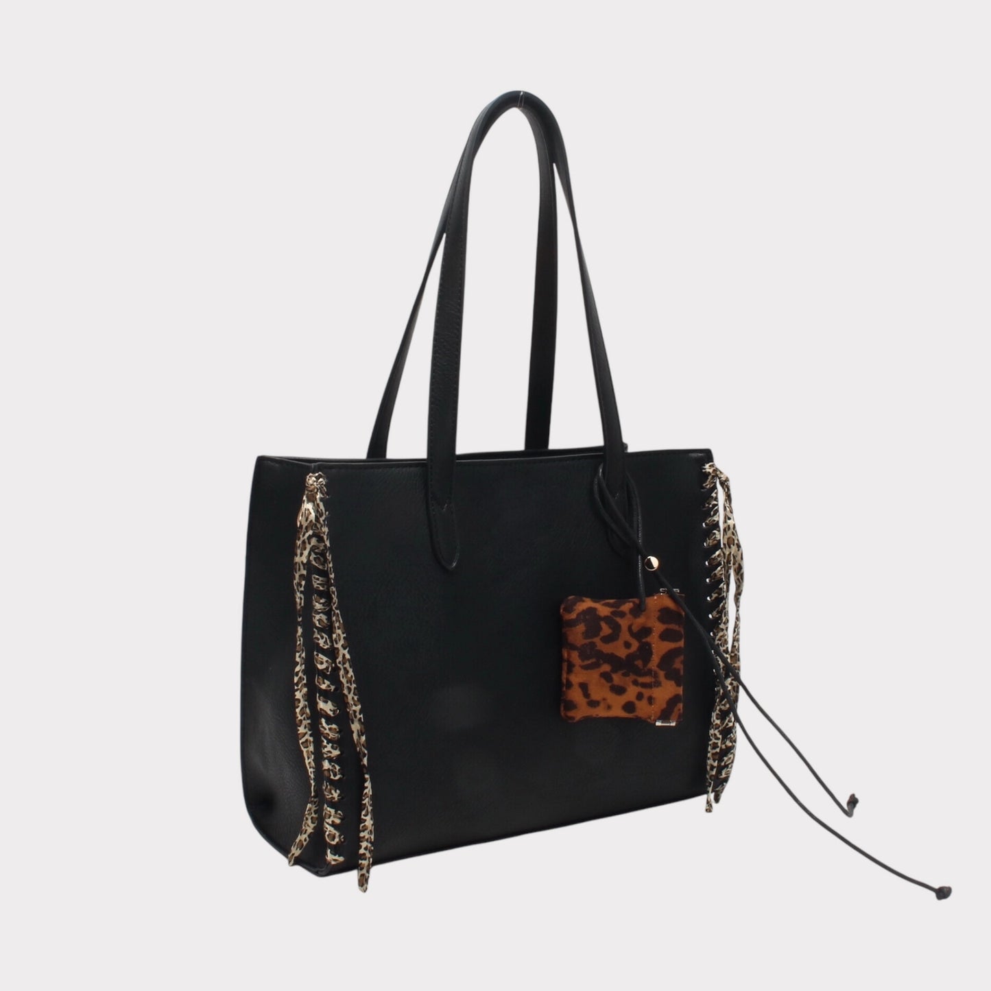 Borsa tote con tracolla effetto leopardato e tasca leopardata MODELLO GRINTA