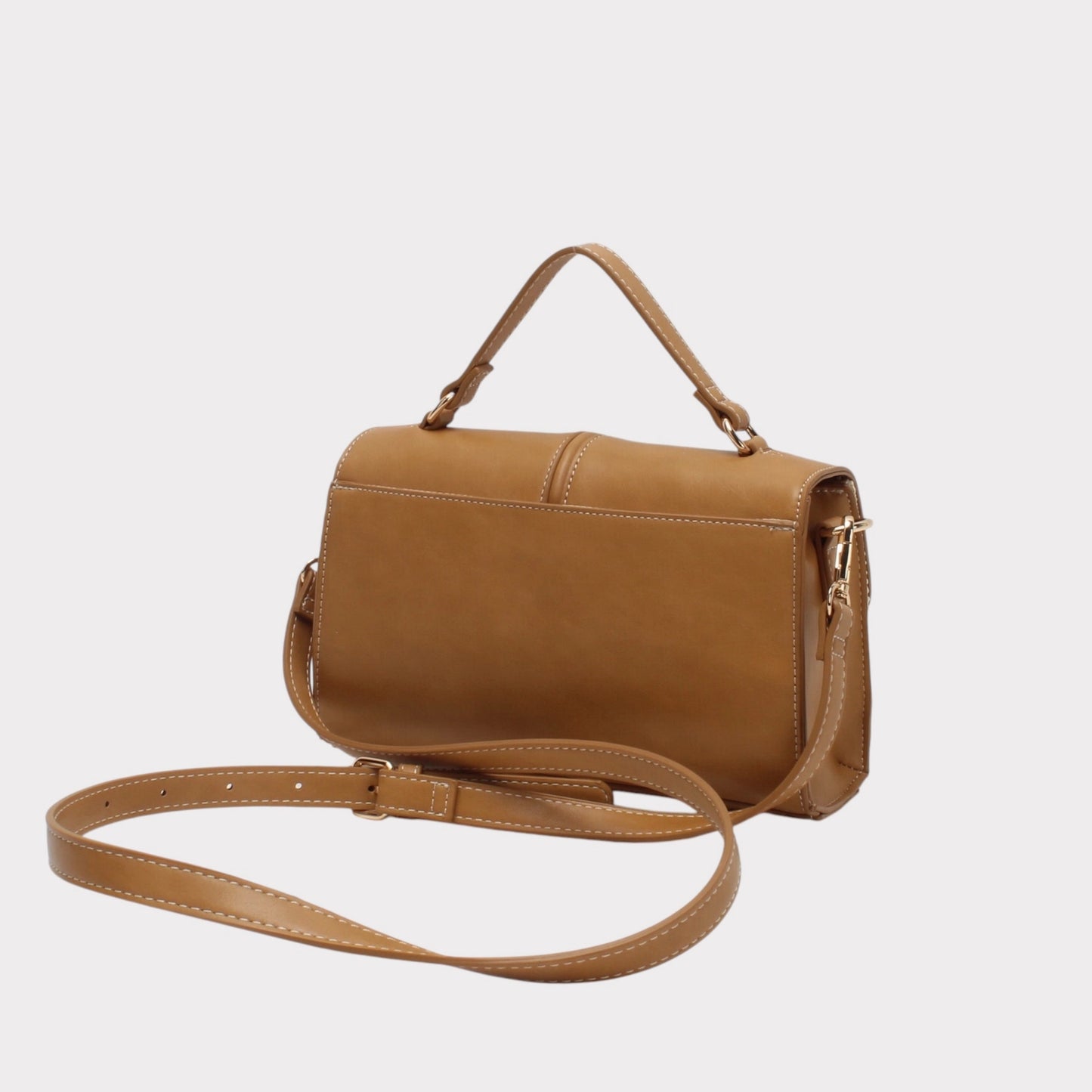 Borsa a tracolla bi-materiale con chiusura a scatto MODELLO HAPPY MARRONE