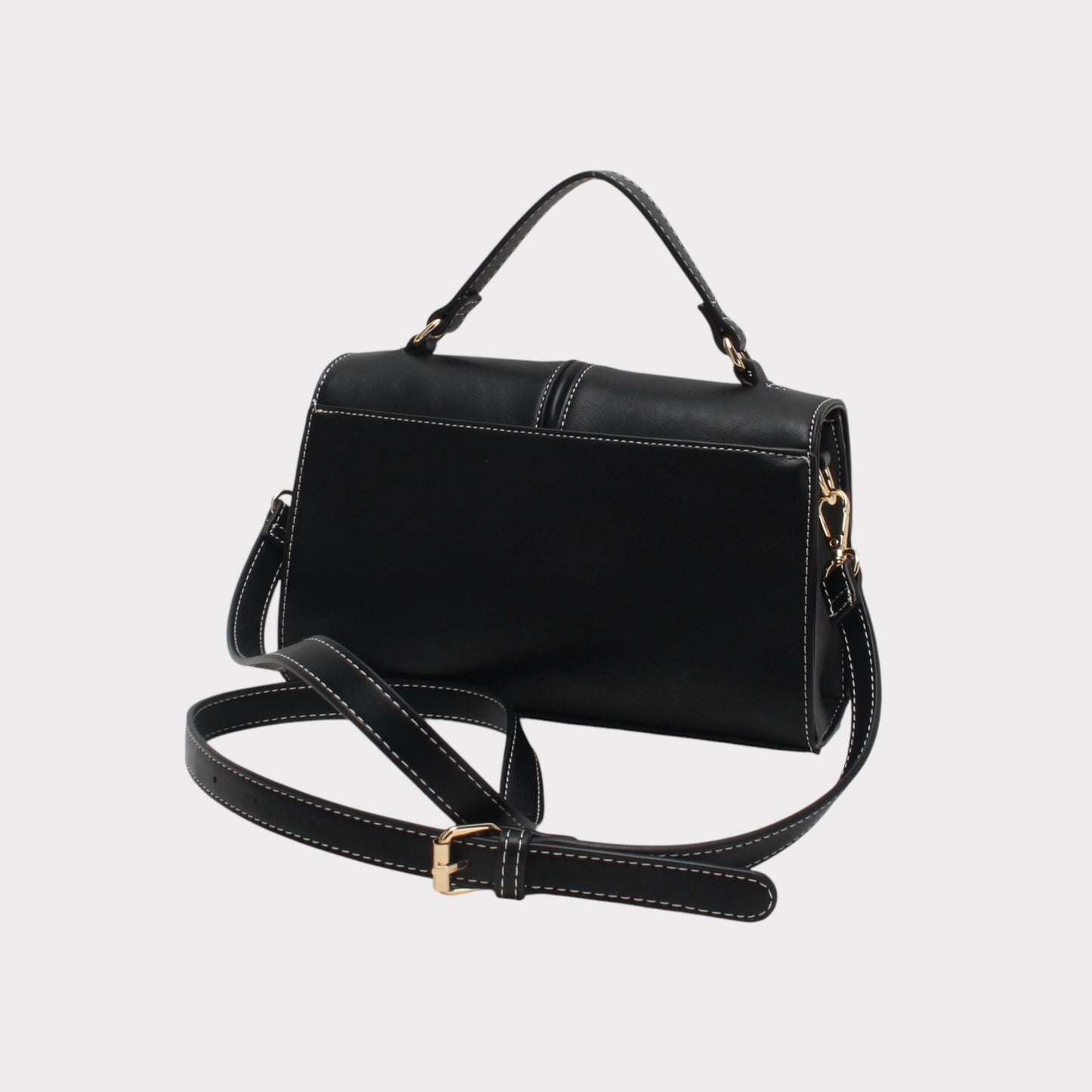 Borsa a tracolla bi-materiale con chiusura a scatto MODELLO HAPPY NERA