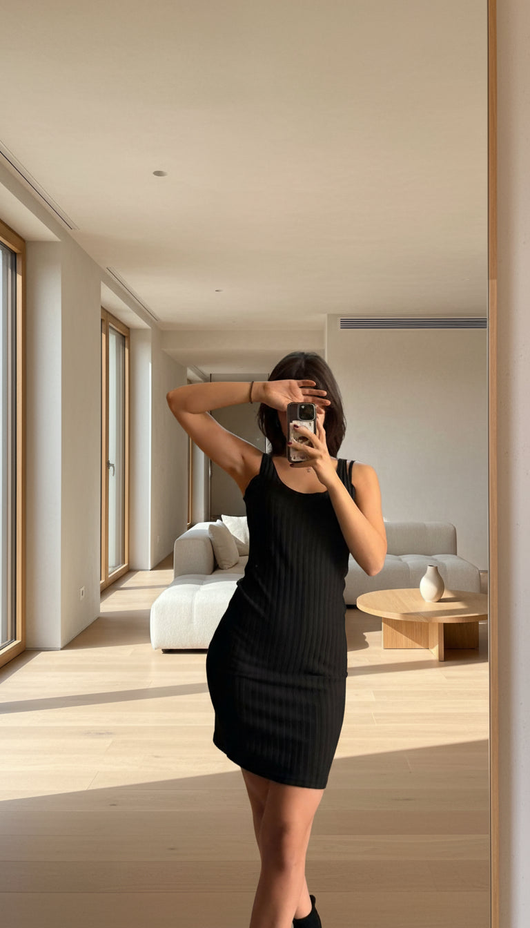 Zweiteiliger Damenanzug, gestreiftes Langarmshirt und figurbetonter Rock, Slim Fit, Herbst-Winter-Mode. Lieferzeit: 15 Tage.