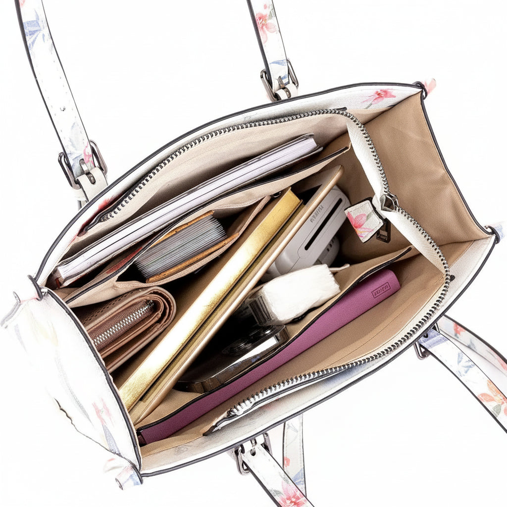 AISHA – Sac à main floral en cuir végétalien de qualité supérieure