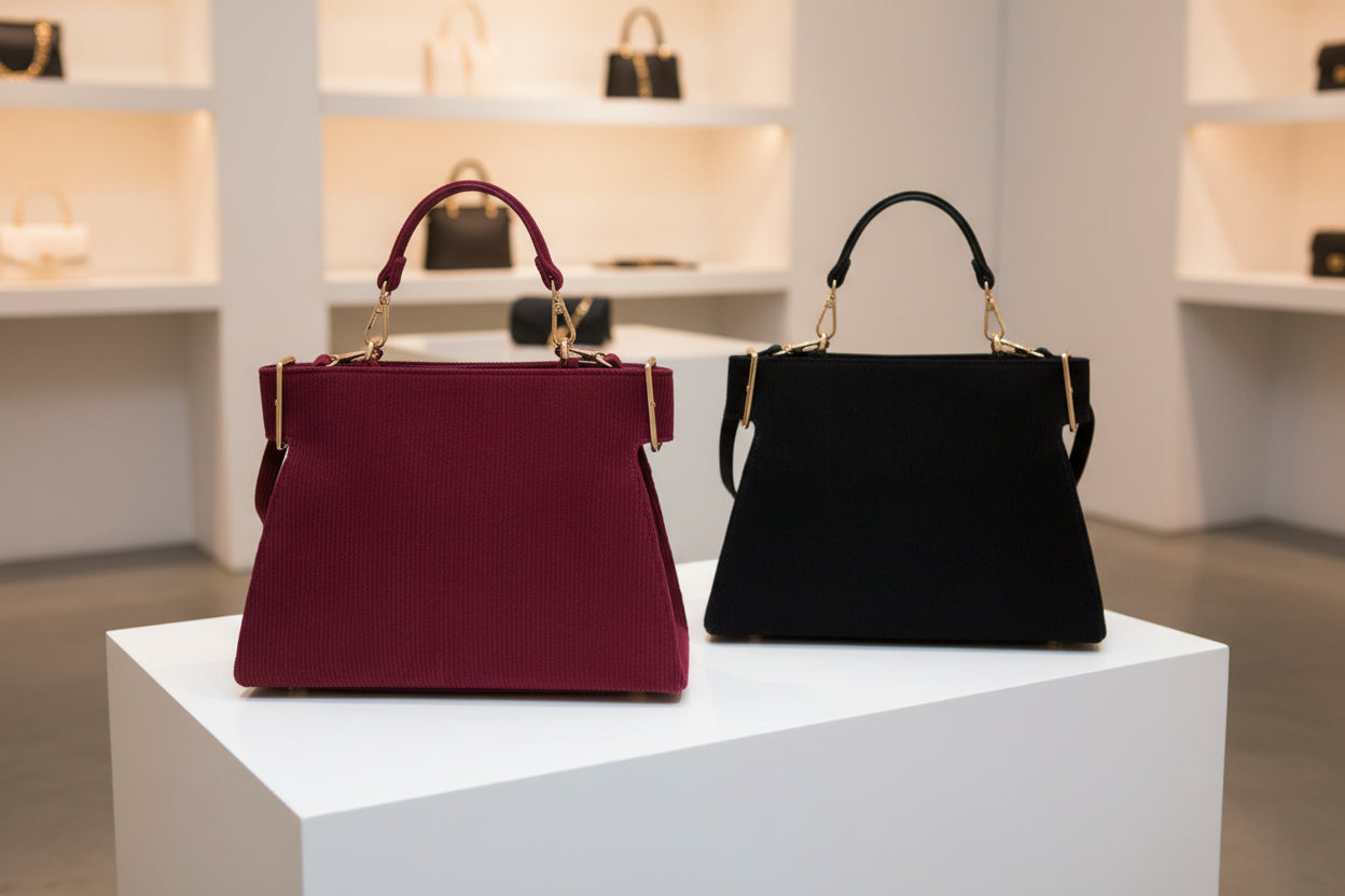 Borsa a tracolla con manico, chiusura a zip ed effetto a coste.MODELLO LOVELACE NERA O BORDEAUX