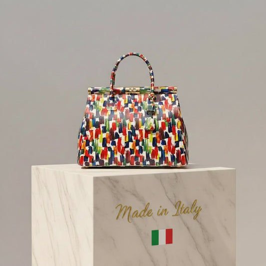 MAHENA "Brush" - Borsa a Mano in Pelle Italiana Effetto Dipinto[Pre-Order: Ships July 6]
