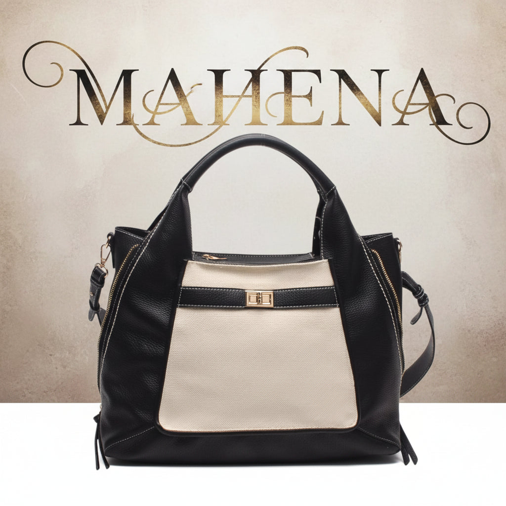 Mahena NORA shopper bag with shoulder and crossbody strap, with decorative closure
