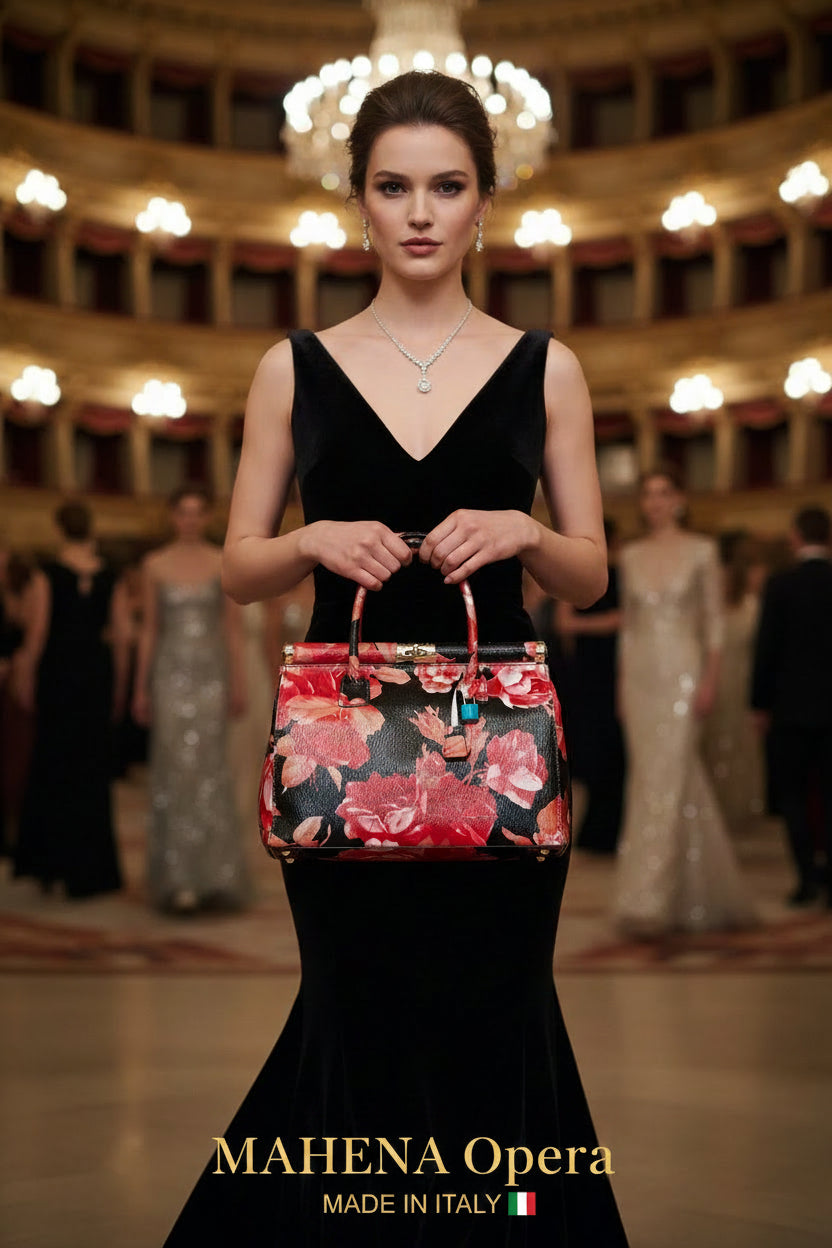 MAHENA "Opera" - Edizione Limitata in Pelle Martellata Floreale – Made in Italy