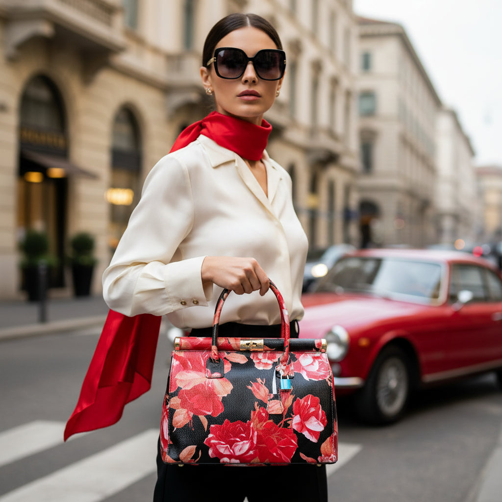 MAHENA "Opera" - Edizione Limitata in Pelle Martellata Floreale – Made in Italy