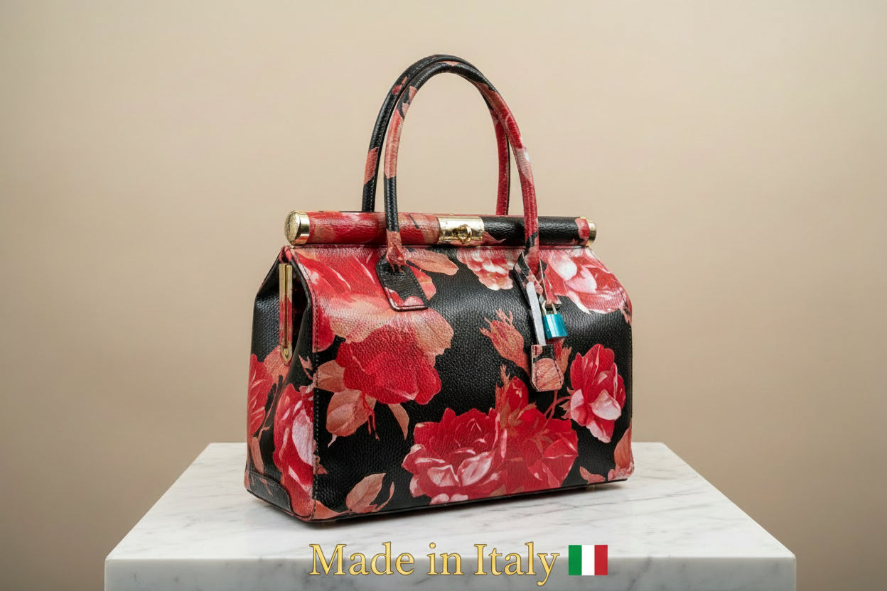 MAHENA "Opera" - Edizione Limitata in Pelle Martellata Floreale – Made in Italy