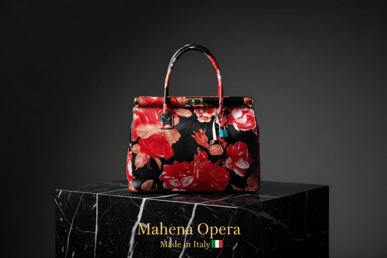 MAHENA "Opera" - Edizione Limitata in Pelle Martellata Floreale – Made in Italy