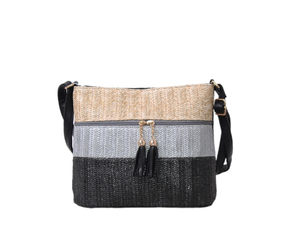 Borsa a tracolla in rafia a righe colorate MODELLO PENNY