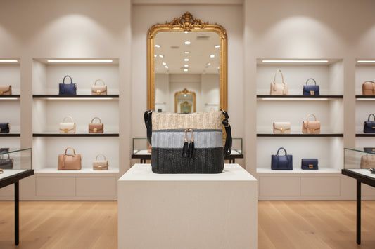 Borsa a tracolla in rafia a righe colorate MODELLO PENNY