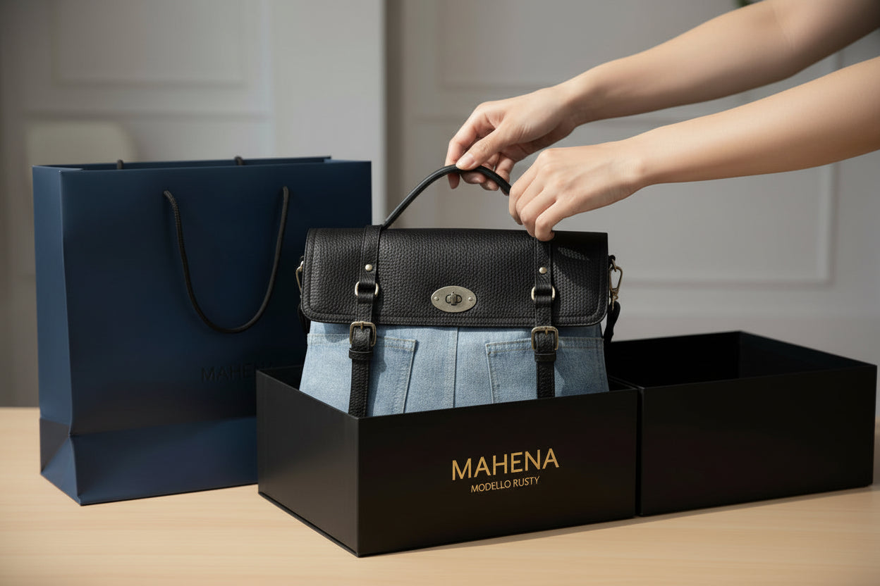 Sac bandoulière amovible en PU denim bicolore MODÈLE RUSTY