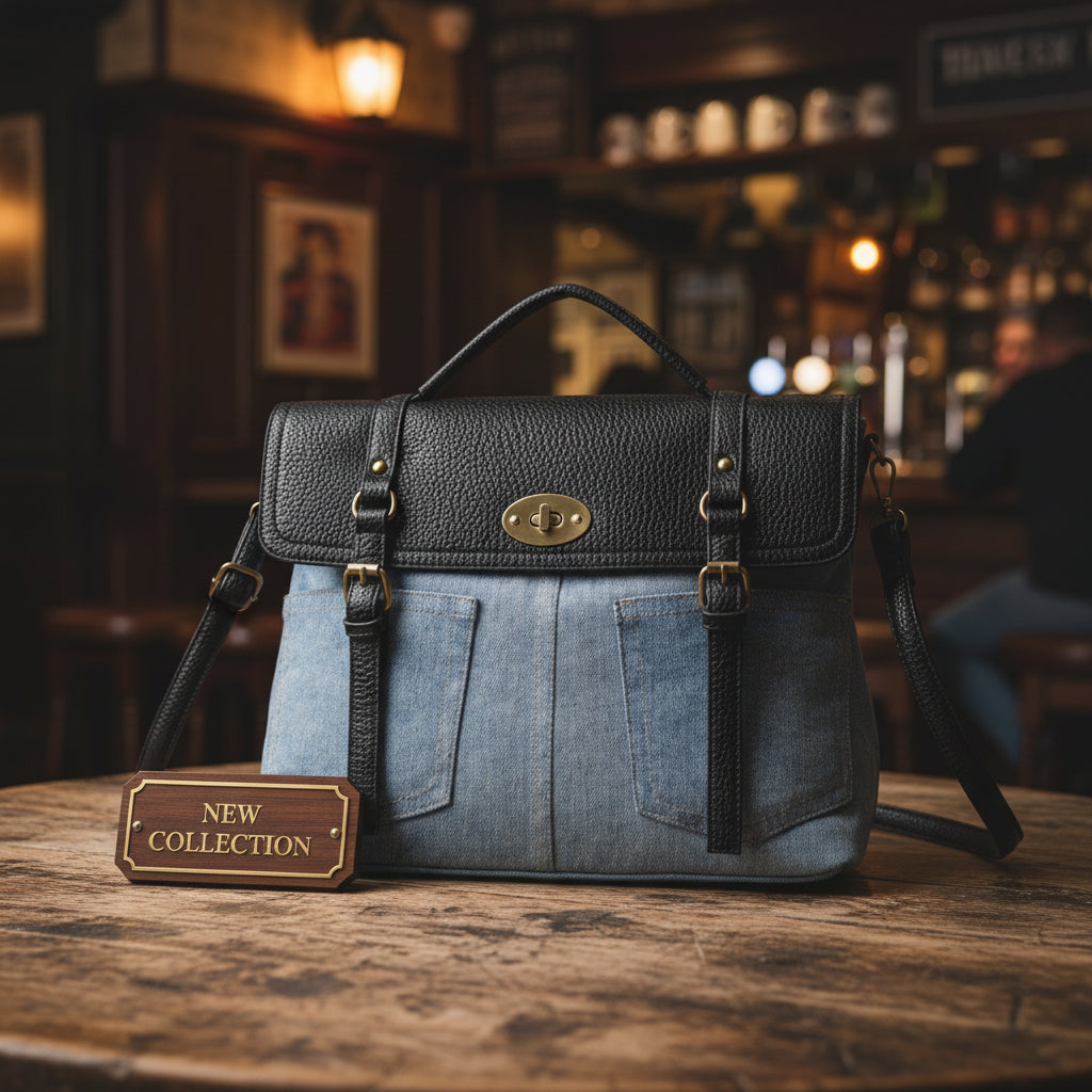 Sac bandoulière amovible en PU denim bicolore MODÈLE RUSTY