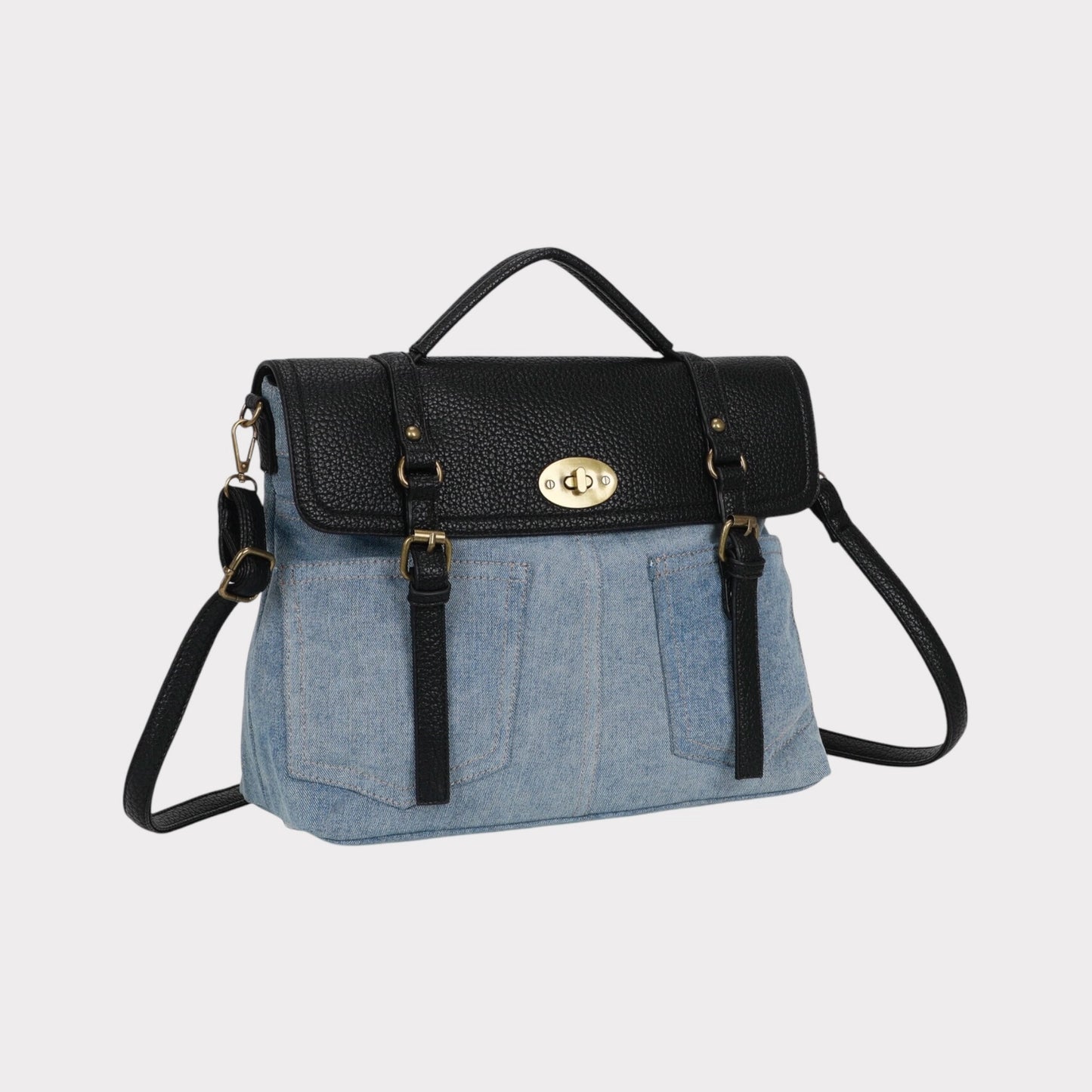 Sac bandoulière amovible en PU denim bicolore MODÈLE RUSTY