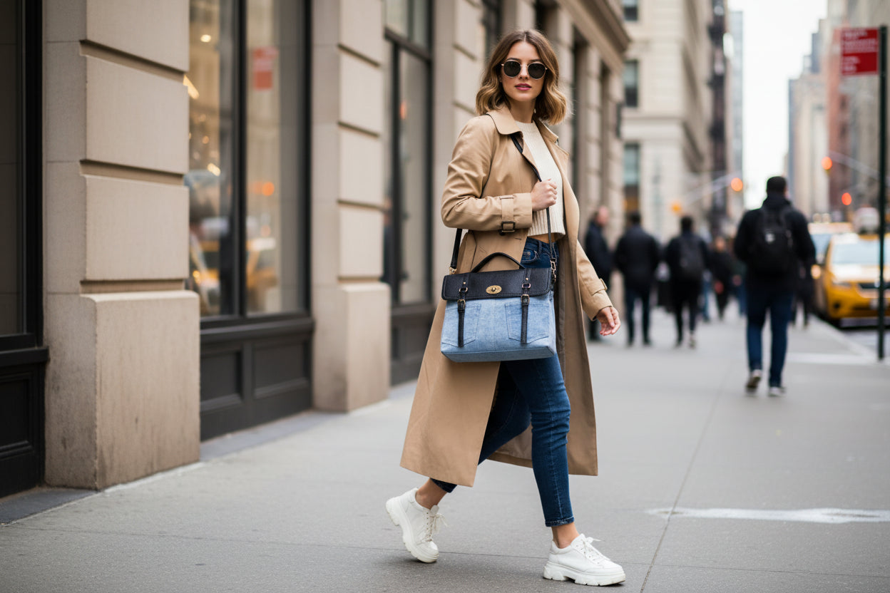 Borsa a tracolla rimovibile in denim bimetallico MODELLO RUSTY