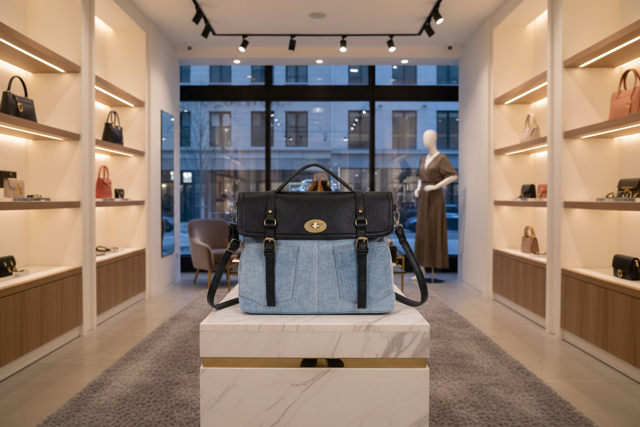 Borsa a tracolla rimovibile in denim bimetallico MODELLO RUSTY