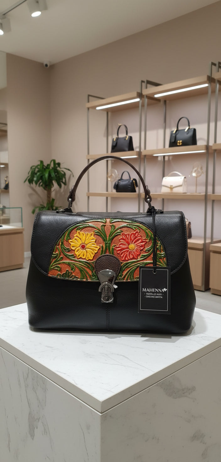 LIMITED EDITION SISSY Pattern Colorful Hand Print Embossed Retro Portable Diagonal Handbag