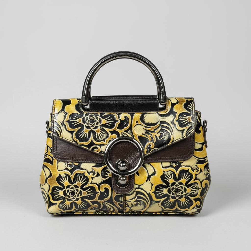 Retro-style women's leather bag, Feme model, small jewel