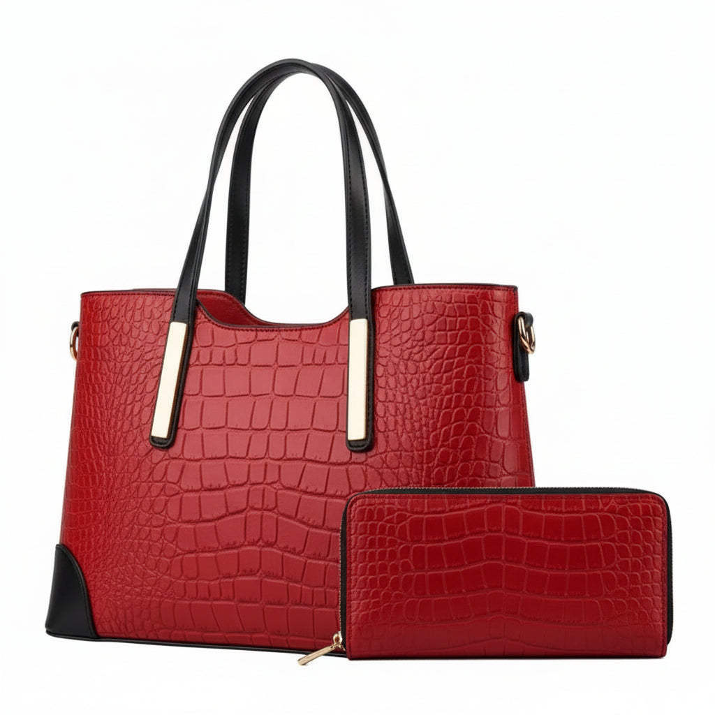 borsa a tracolla donna effetto coccodrillo con portafoglio modello Giovanna MIS.30x13x22