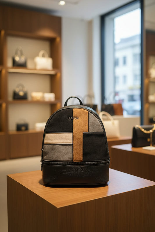 CLEO – Casual Urban Backpack with Suede Inserts 2 COMPARTMENTS