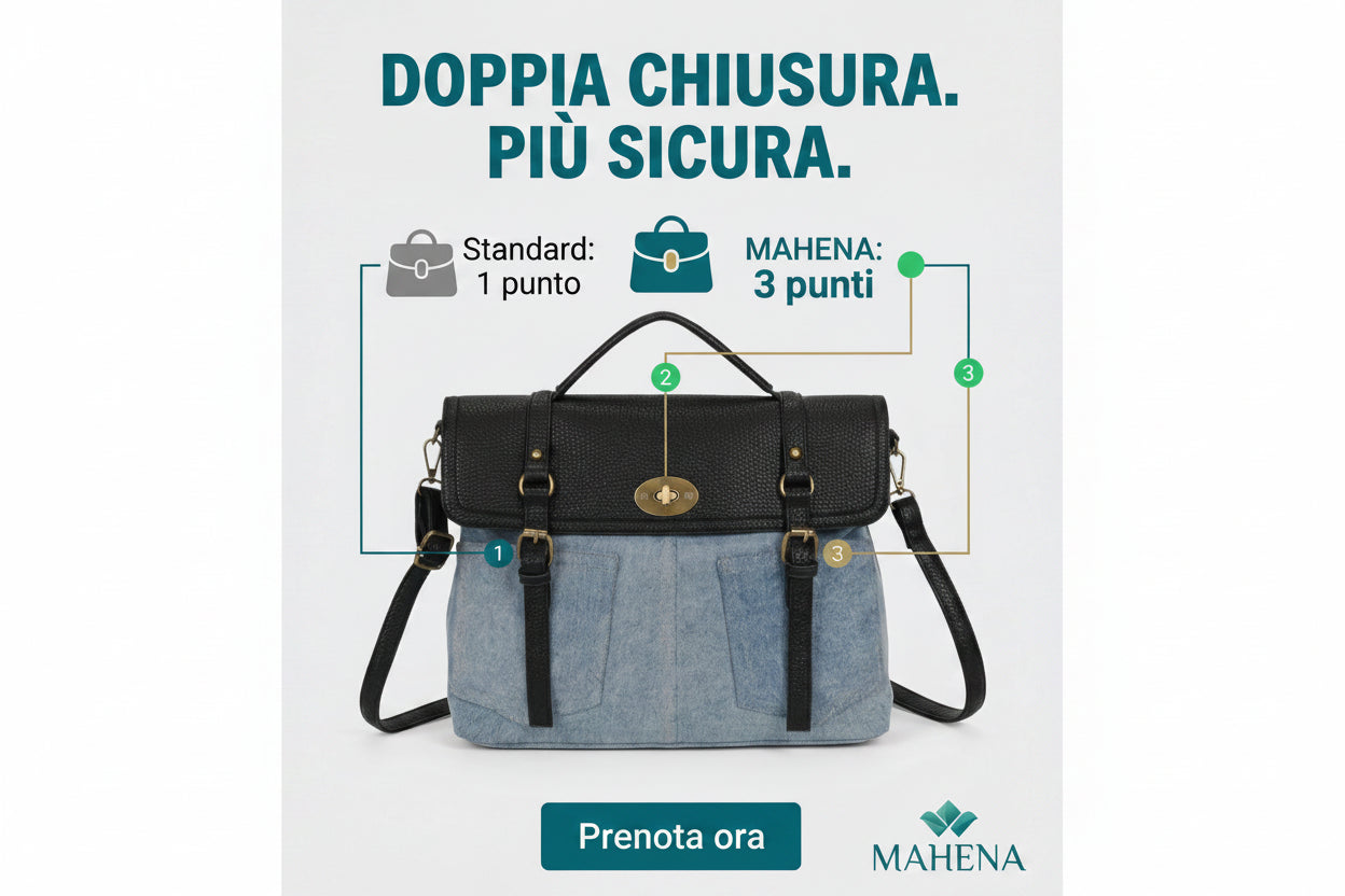 Sac bandoulière amovible en PU denim bicolore MODÈLE RUSTY