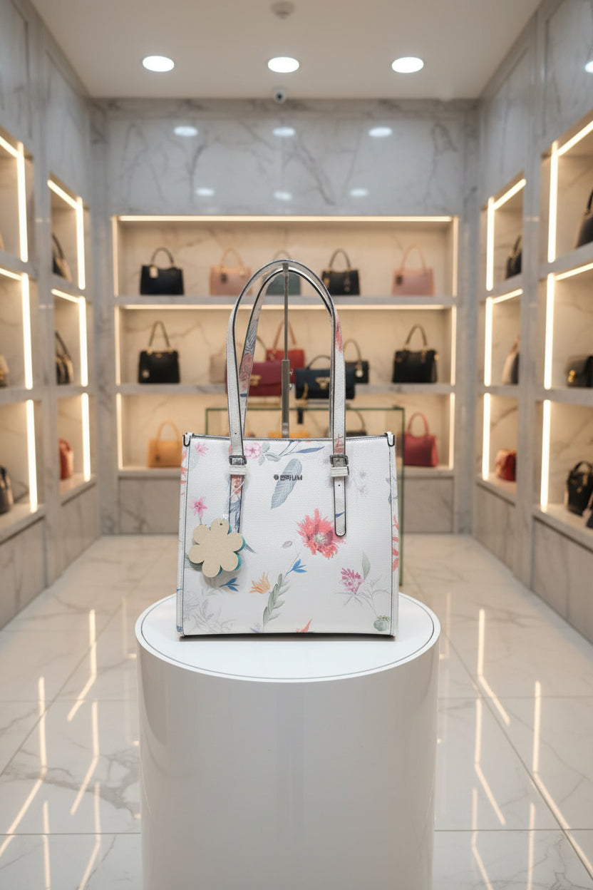 AISHA – Sac à main floral en cuir végétalien de qualité supérieure