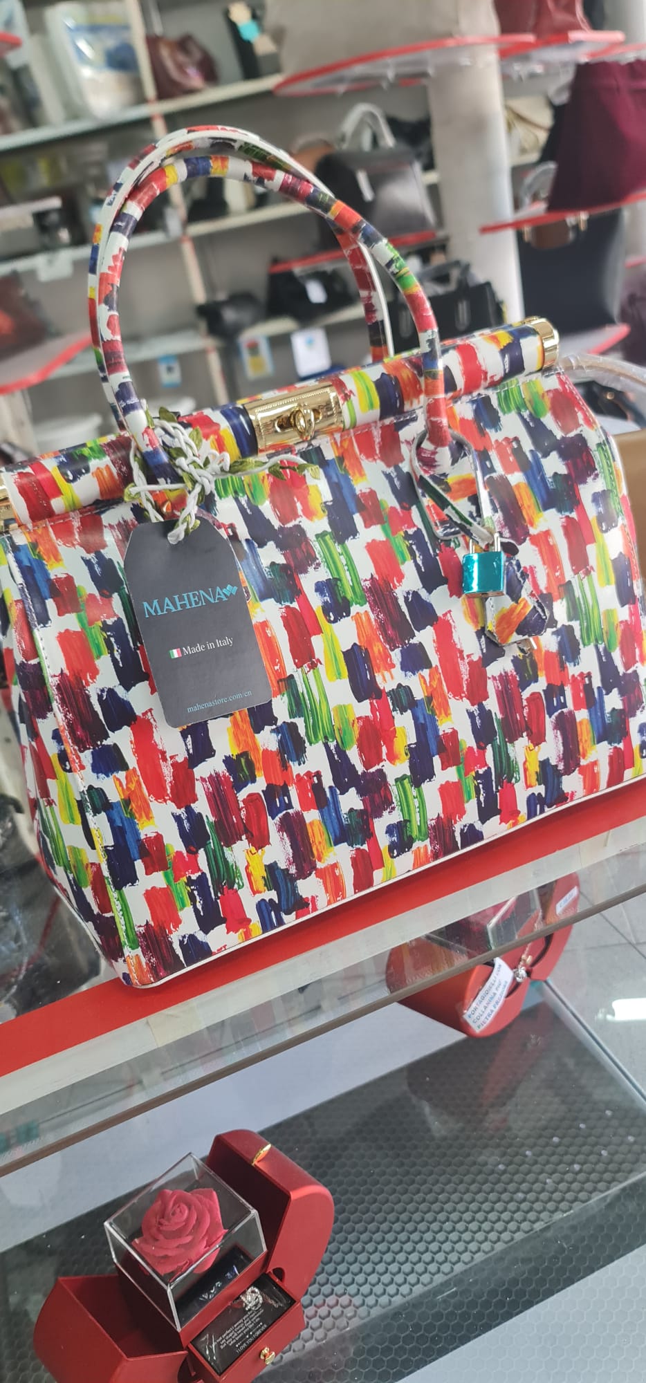 MAHENA "Brush" - Borsa a Mano in Pelle Italiana Effetto Dipinto