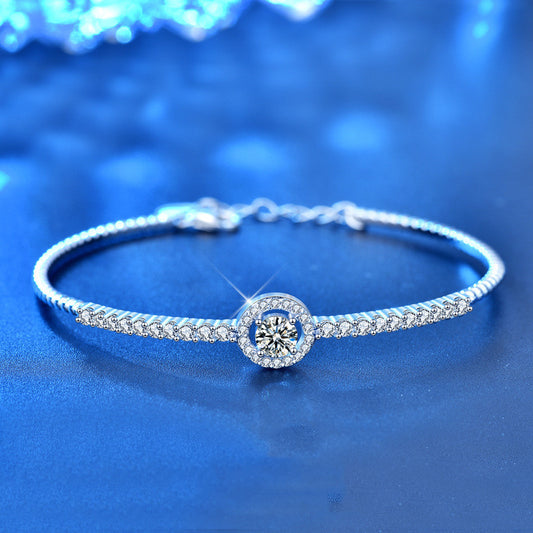 Bracciale rotondo in argento sterling 925 con moissanite