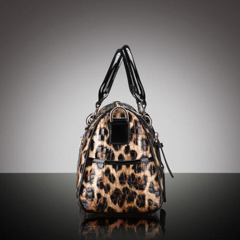 Borsa a mano con stampa leopardata, alla moda, in pelle, coordinata, grande capacità,
