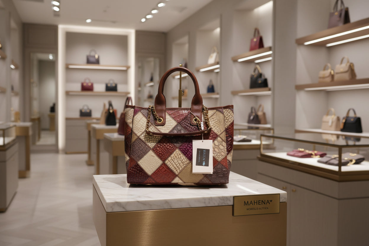 Modell Althea, leichte, luxuriöse Tasche aus hochwertigem Echtleder. Fantastisches Angebot.