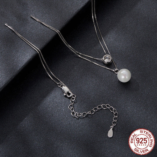 Collana in argento con catena a doppio strato e 50 punti di moissanite