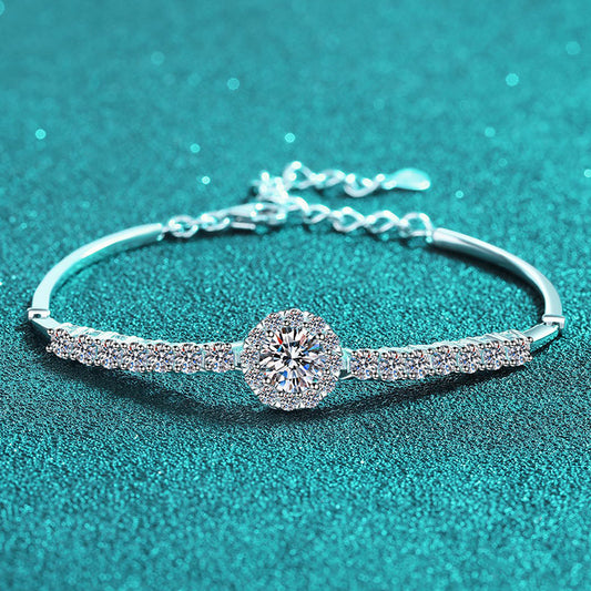 Braccialetto con perle di moissanite intarsiate a mano in argento sterling S925 con motivo cielo stellato Consegna immediata