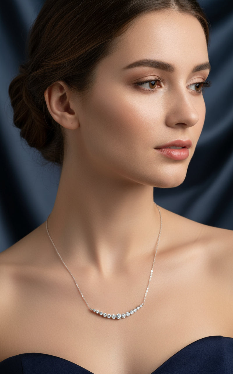 Collana in argento sterling S925 con moissanite, leggera, 1.1 carati, colore D MODELLO MARYAM