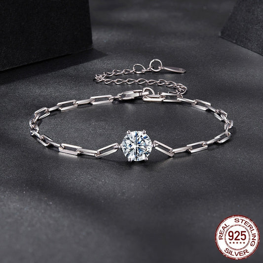 Bracciale da donna in argento Sterling S925 con moissanite da 1 carato e colore D