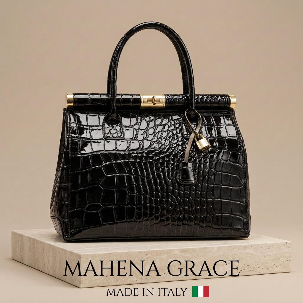 Mahena Grace – Handtasche aus echtem Leder in Krokoprägung | Made in Italy