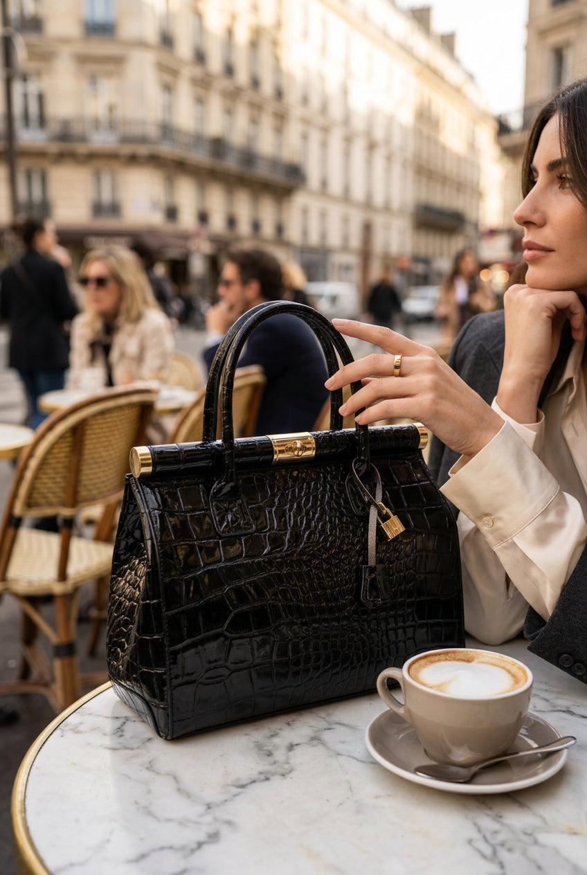 Mahena Grace – Handtasche aus echtem Leder in Krokoprägung | Made in Italy