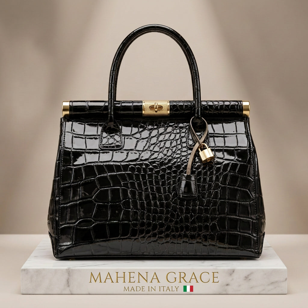 Mahena Grace – Handtasche aus echtem Leder in Krokoprägung | Made in Italy