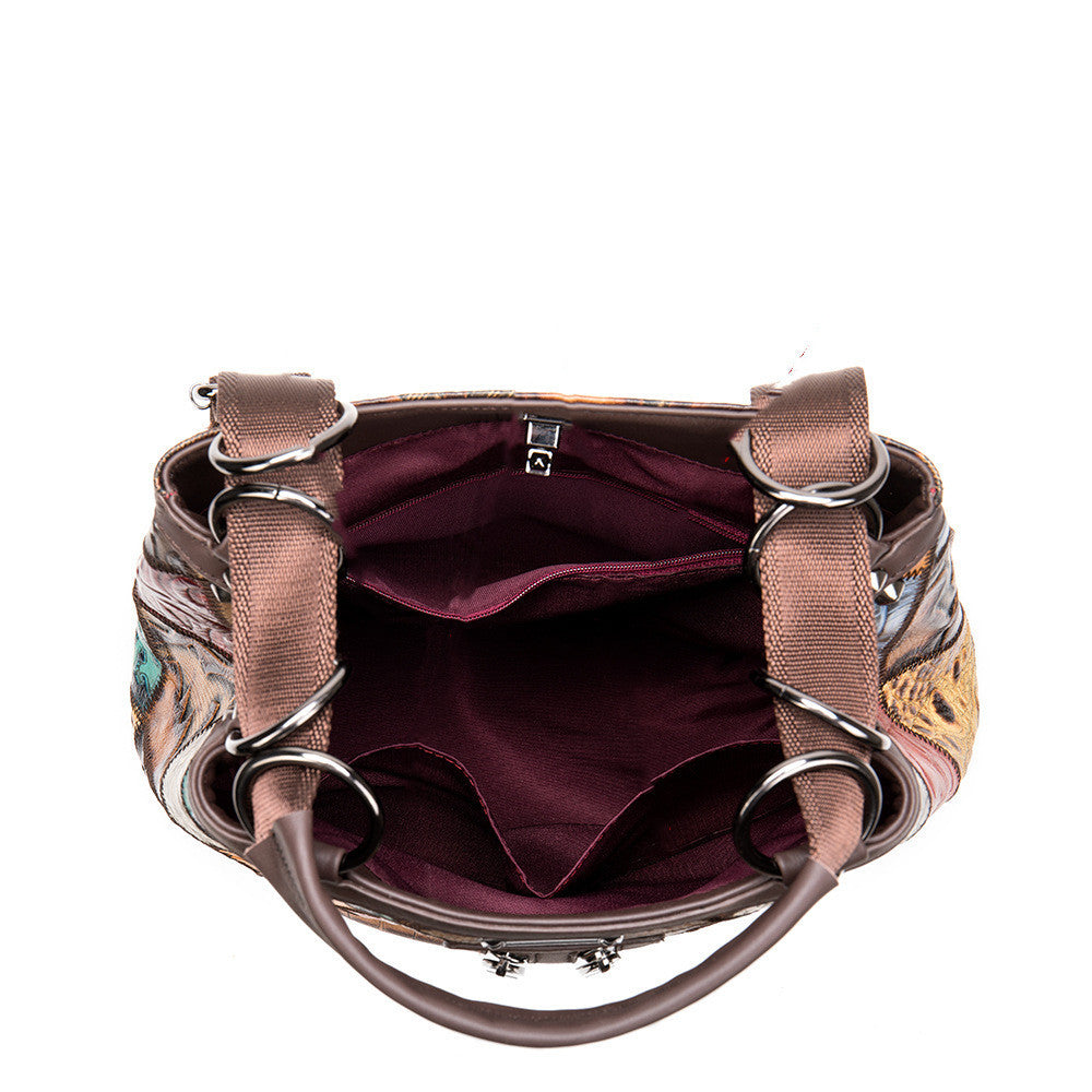 Zaino in pelle da donna in stile etnico nazionale