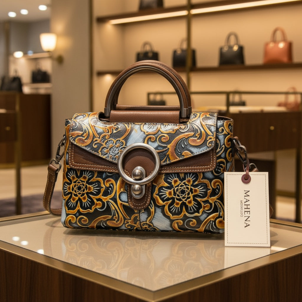 Retro-style women's leather bag, Feme model, small jewel