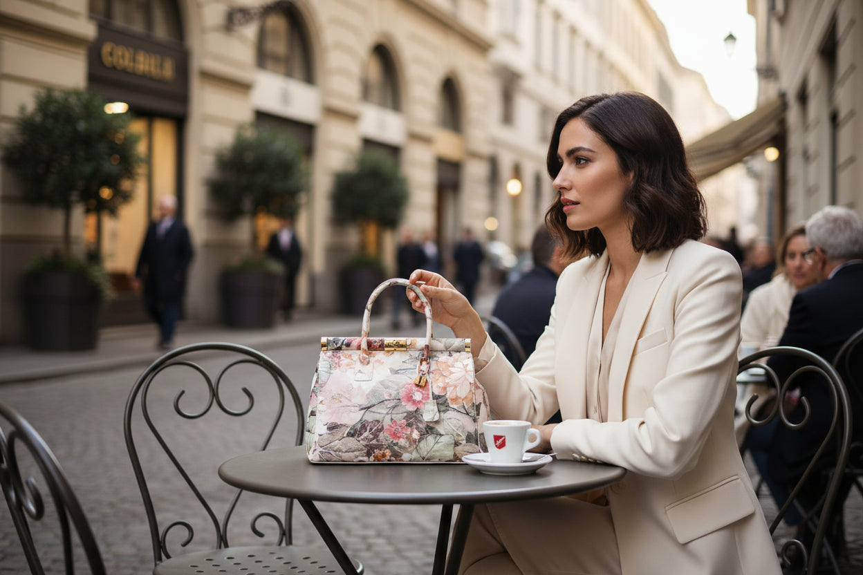 Borsa Bauletto "Flower" – 100% Vera Pelle Made in Italy