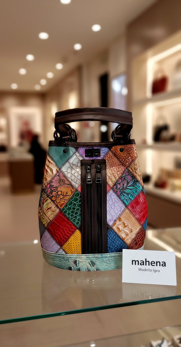 Damen-Lederrucksack im nationalen Ethno-Stil