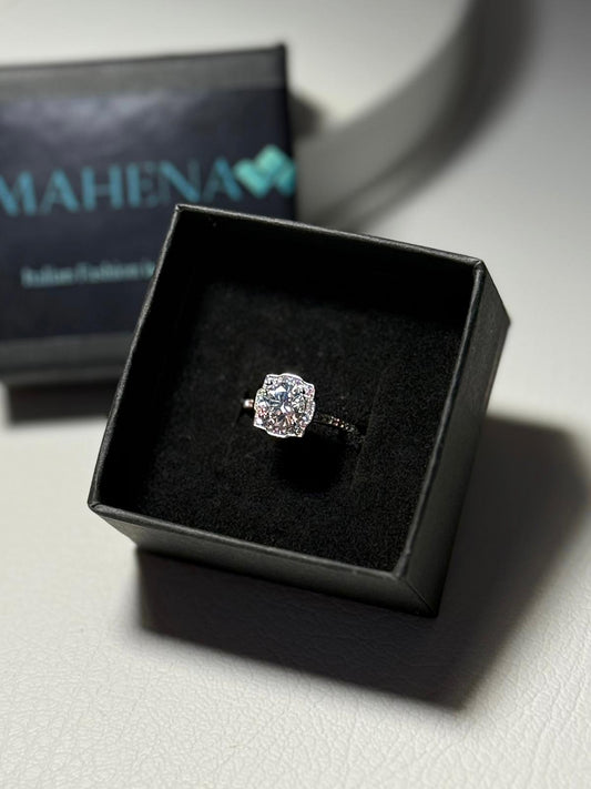 Anello autoregolabile in argento sterlin 925 con diamante moissanite 1 carato con certificato consegna 2/3 giorni