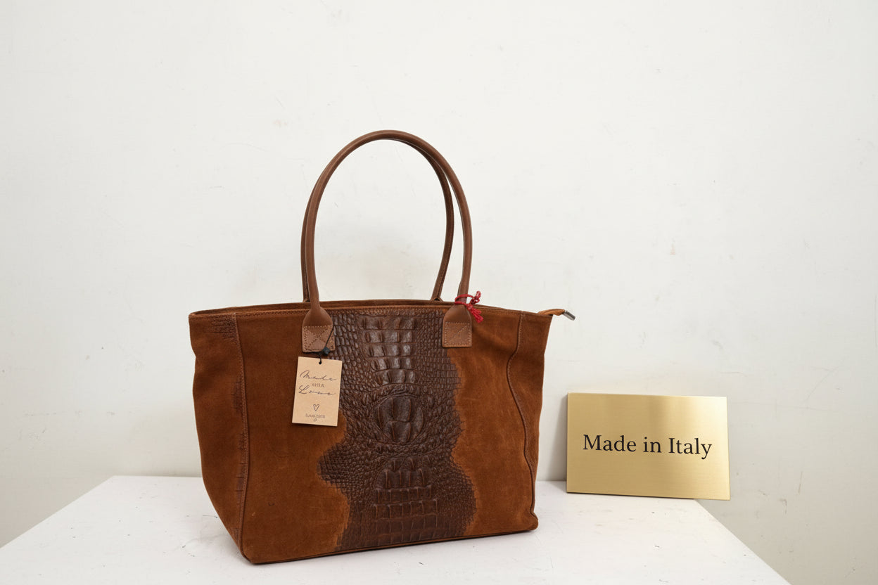 Beautiful Lola Suede Effect Leather Bag Made in Italy