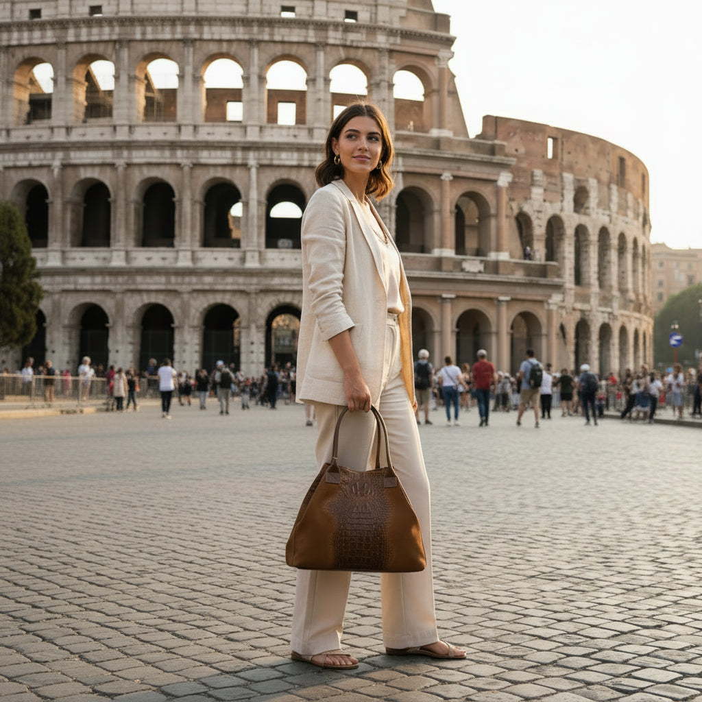 Beautiful Lola Suede Effect Leather Bag Made in Italy