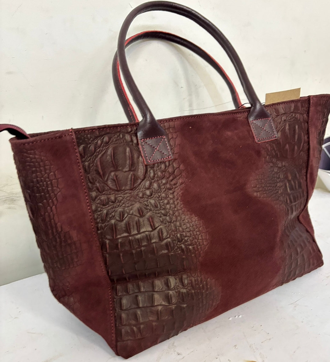Beautiful Lola Suede Effect Leather Bag Made in Italy