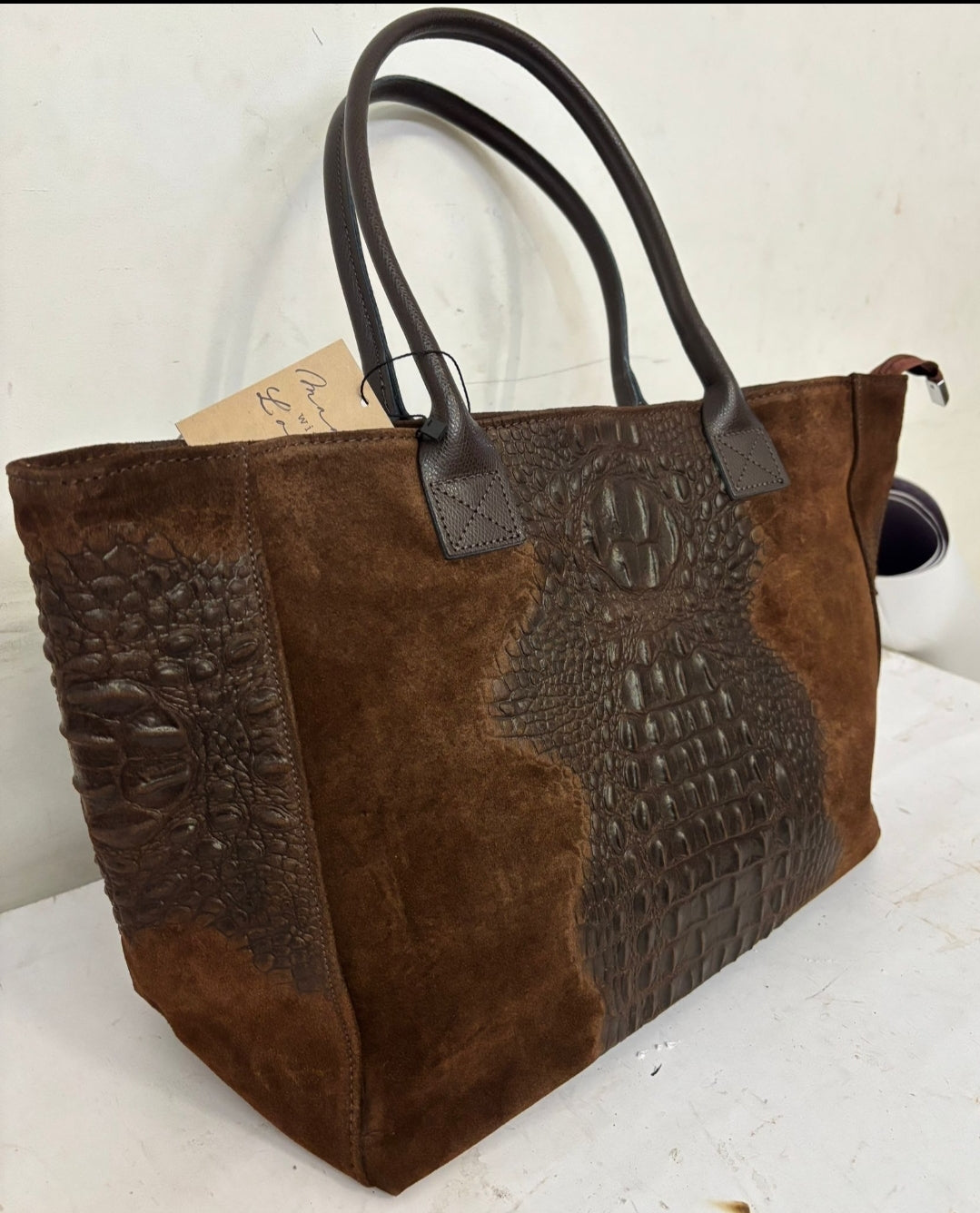 Beautiful Lola Suede Effect Leather Bag Made in Italy