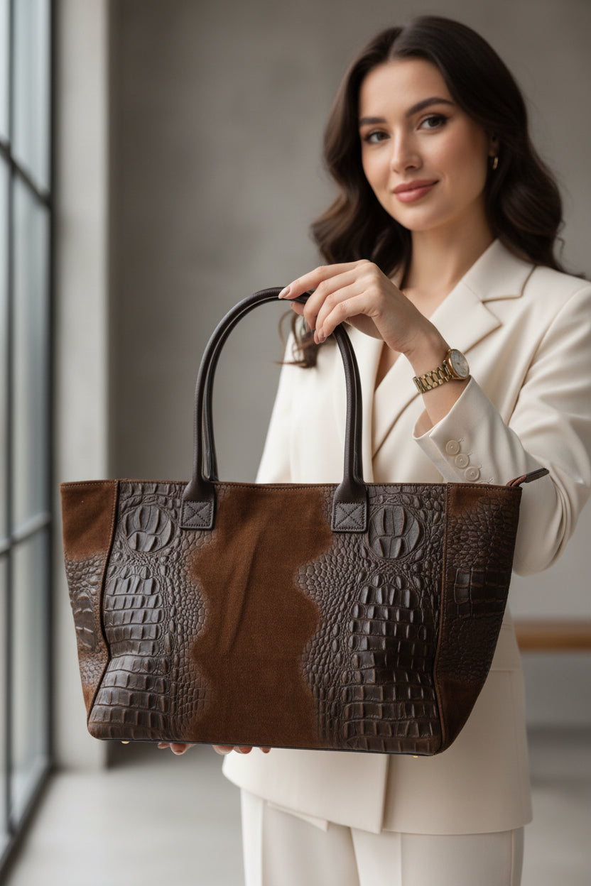 Beautiful Lola Suede Effect Leather Bag Made in Italy