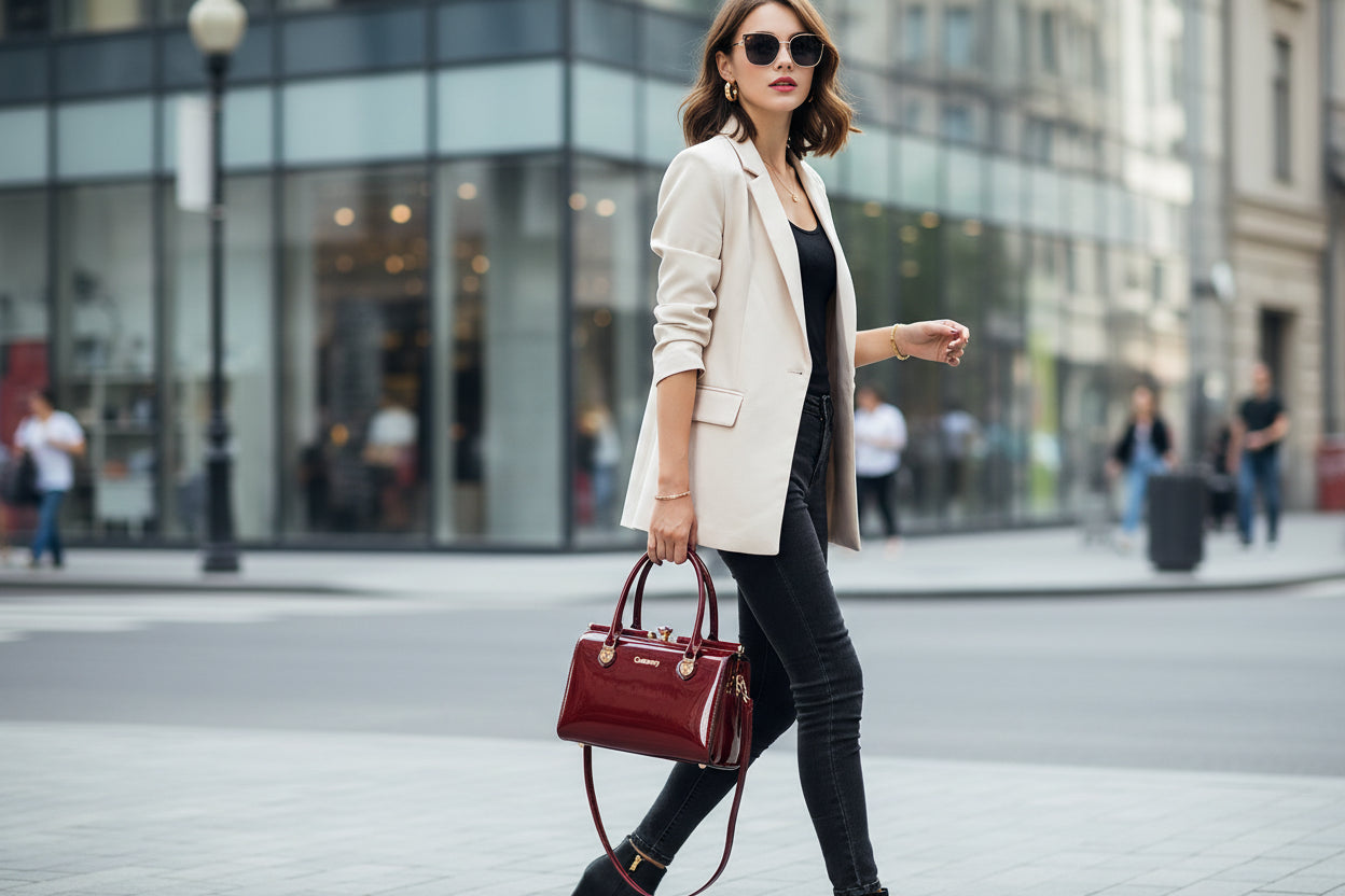 Borsa Donna lucida modello diamante disegno francese