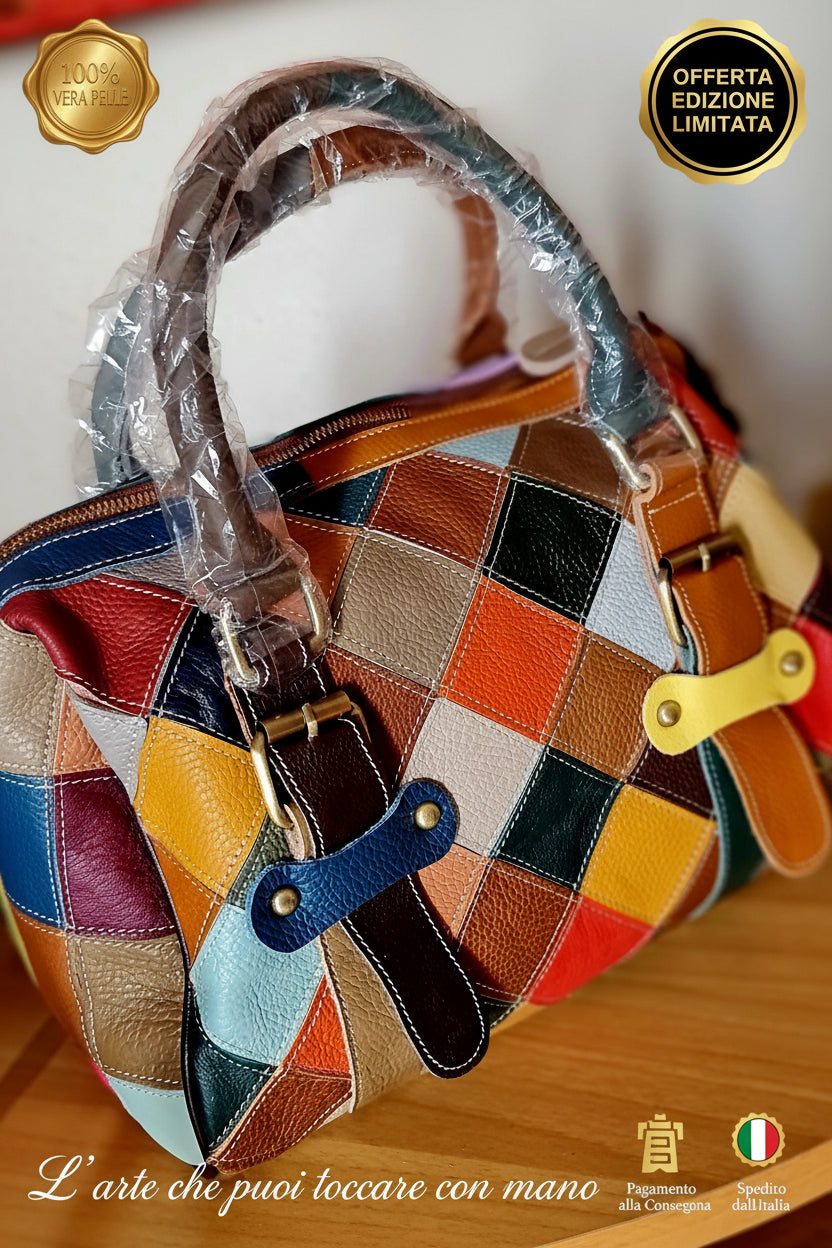 MEHRFARBIGE, trendige Damentaschen aus Rindsleder
