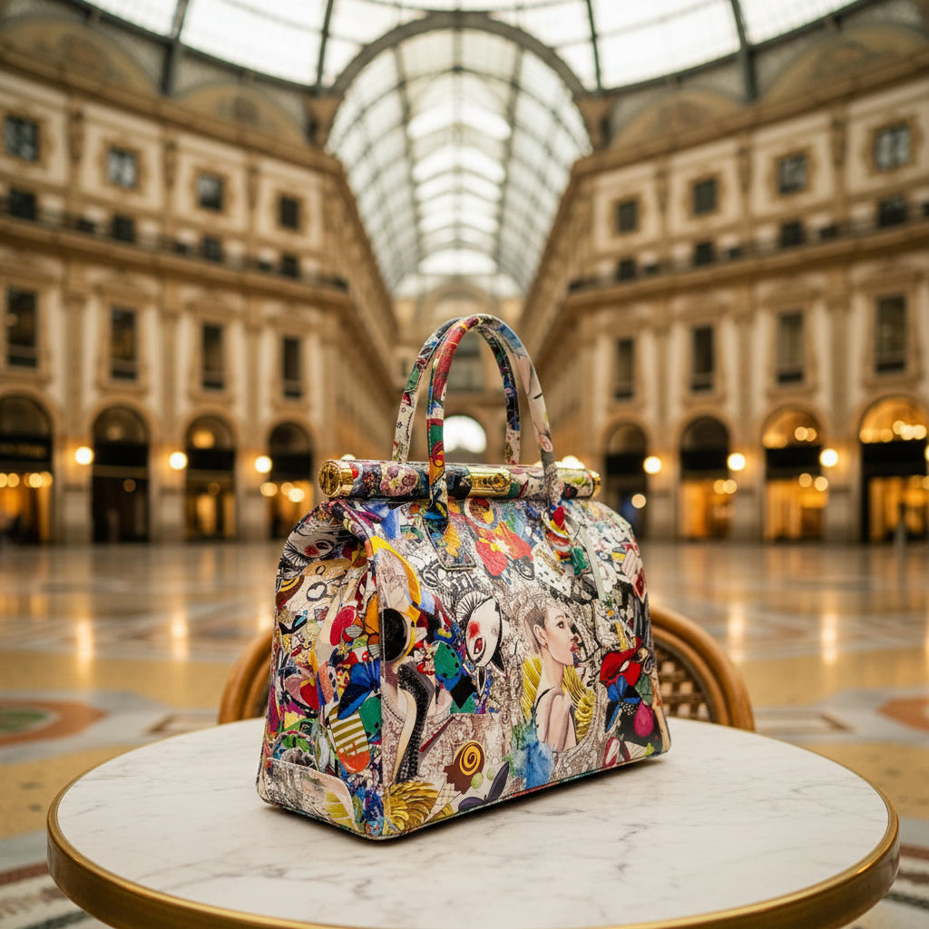 MUSE – Borsa a Mano Pop-Art in Vera Pelle Artigianale (Made in Italy)