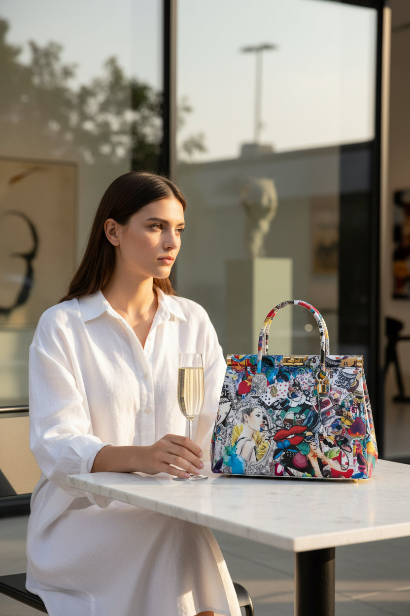 MUSE – Borsa a Mano Pop-Art in Vera Pelle Artigianale (Made in Italy)